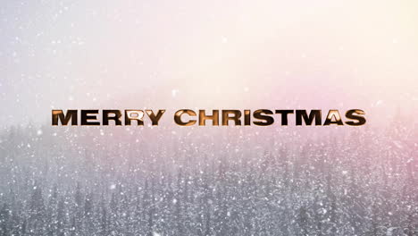 Animation-Des-Textes-„Frohe-Weihnachten“-über-Fallendem-Schnee-Im-Weihnachtlichen-Winterlandschaftshintergrund