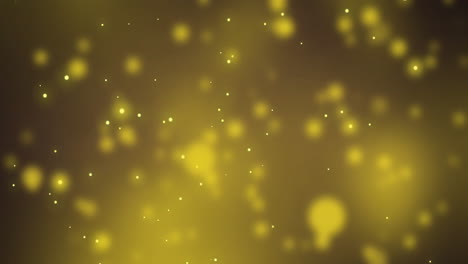 Animation-Von-Gelb-Leuchtenden-Punkten,-Die-Auf-Einen-Gelben-Hintergrund-Fallen
