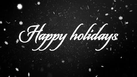 Animation-of-happy-holidays-text-over-snow-falling-background
