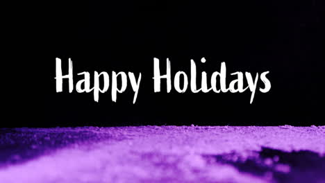 Animation-of-happy-holidays-text-with-purple-abstract-patterns-on-black-background