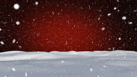 Animation-of-winter-scenery-over-snow-falling-background