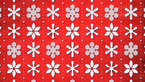 Animation-Des-Weihnachtlichen-Schneeflockenmusters-Auf-Rotem-Hintergrund