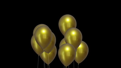 Animation-of-gold-balloons-on-black-background