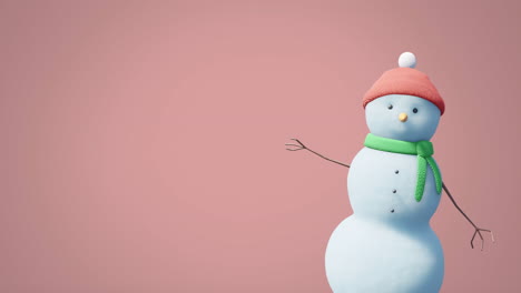 Animation-Eines-Weihnachtlichen-Schneemanns,-Der-Sich-über-Einen-Orangefarbenen-Hintergrund-Bewegt