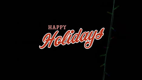 Animation-of-happy-holidays-text-with-colorful-glowing-string-lights-on-black-background