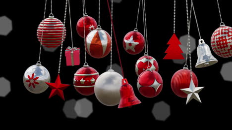 Animation-of-christmas-baubles-decorations-over-black-background