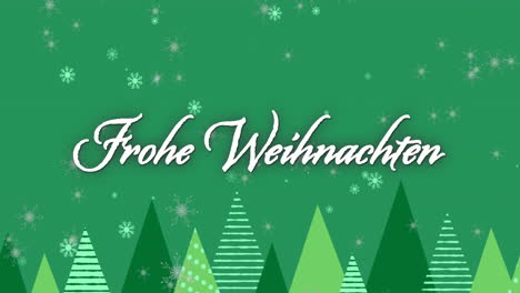 Animación-Del-Texto-Frohe-Weihnachten-Sobre-La-Nieve-Cayendo-En-El-Fondo-Del-Paisaje-Invernal-Navideño