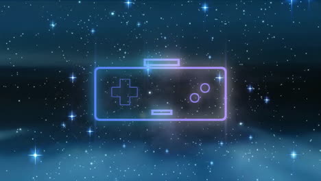 Animation-of-gaming-console-over-stars-against-space-in-background