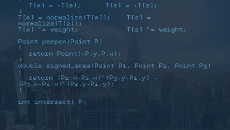 Animation-of-computer-language-moving-over-empire-state-building-and-cityscape