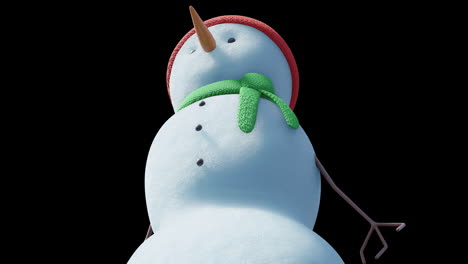 Animation-of-christmas-snow-man-moving-on-black-background
