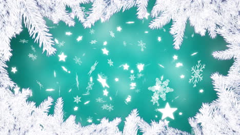 Animation-of-white-fir-tree-branches-on-blue-background