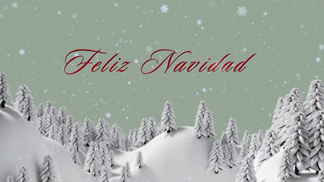 Animation-of-feliz-navidad-text-over-christmas-winter-scenery-background