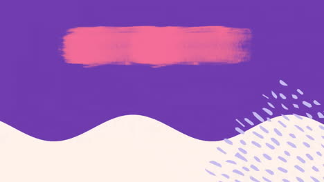 Animation-of-white-wave-pattern-with-pink-paint-stroke-on-purple-background