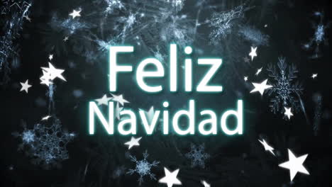 Animation-of-feliz-navidad-text-over-snow-falling-in-winter-scenery-background