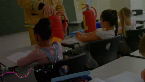 Animation-of-graphs-over-diverse-firefighter-teaching-students-how-to-use-extinguisher-in-classroom