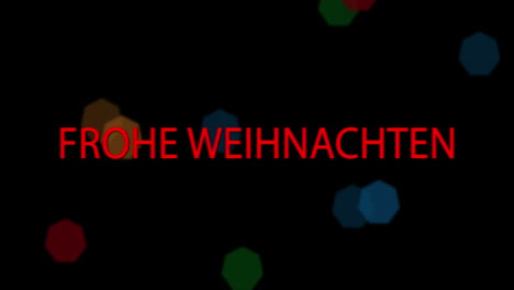 Animation-Of-Frohe-Weihnachten-Text-Over-Lights-On-Black-Background