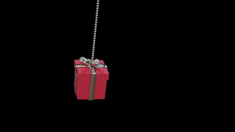 Animation-of-red-christmas-present-bauble-on-black-background