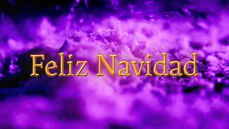 Animation-Des-Textes-„Feliz-Navidad“-über-Violetten-Partikeln,-Die-Im-Hintergrund-Fallen