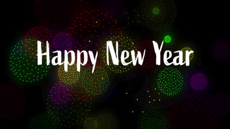 Animation-of-happy-new-year-text-over-stars-and-fireworks-on-black-background