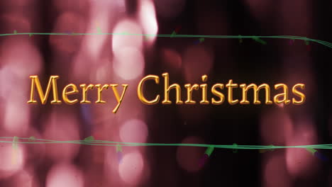 Animation-Von-Frohe-Weihnachten-Text-Und-Lichterketten-Hintergrund
