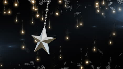 Animation-of-star-christmas-bauble-decoration-over-black-background