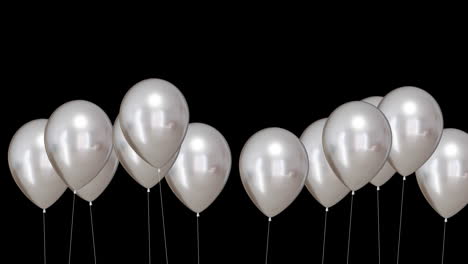 Animation-Von-Silbernen-Luftballons-Auf-Schwarzem-Hintergrund
