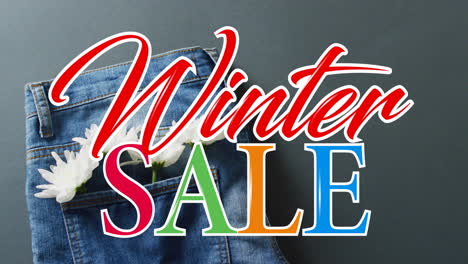 Animation-of-winter-sale-text-over-denim-trousers-background