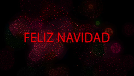 Animation-Des-Textes-„Feliz-Navidad“-über-Roten-Lichtpunkten-Auf-Schwarzem-Hintergrund