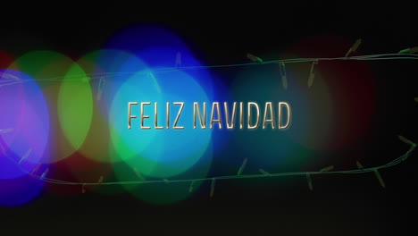 Animation-of-feliz-navidad-text-and-lights-on-black-background