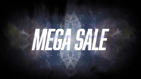 Animation-of-mega-sale-text-and-smoke-against-black-background