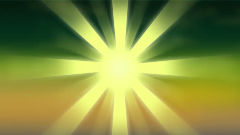 Animation-Der-Sonne,-Die-Auf-Grünem-Hintergrund-Scheint-Und-Sich-Dreht