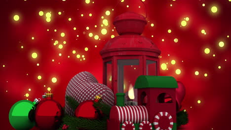 Animation-Der-Weihnachtsdekoration-Auf-Rotem-Hintergrund