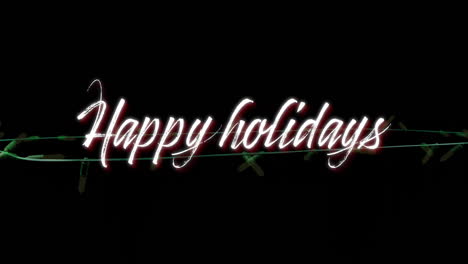 Animation-of-happy-holidays-text-with-illuminating-string-lights-on-black-background