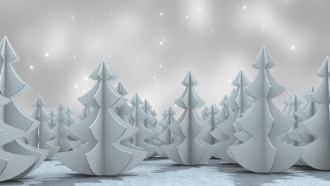 Animation-of-white-fir-trees-on-white-background