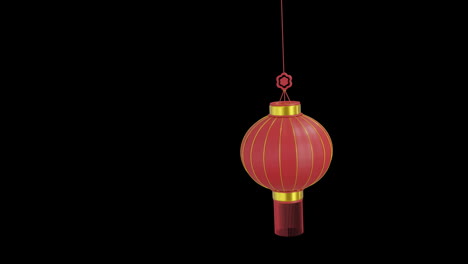 Animation-of-chinese-red-lamp-hanging-with-copy-space-on-black-background