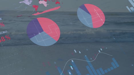 Animation-Der-Finanzdatenverarbeitung-über-Meereslandschaft