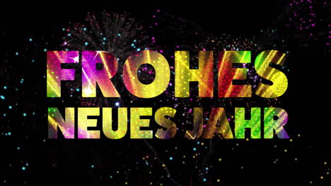 Animation-of-frohes-neues-jahr-text-and-confetti-on-black-background