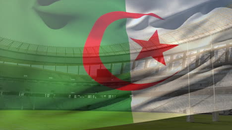 Animation-Der-Wehenden-Flagge-Algeriens-über-Dem-Stadion
