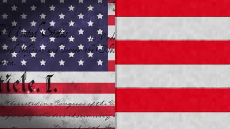 Animation-of-stars-and-stripes-of-american-flag-and-declaration-of-independence