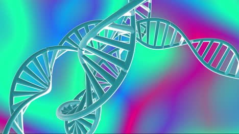 Animation-Von-Sich-Drehenden-DNA-Strängen-Mit-Leuchtenden-Lichtspuren-Im-Hintergrund