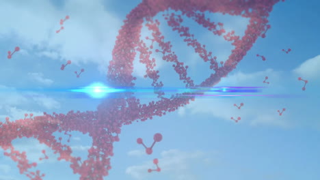 Animation-Eines-DNA-Strangs,-Der-Sich-über-Moleküle-Dreht