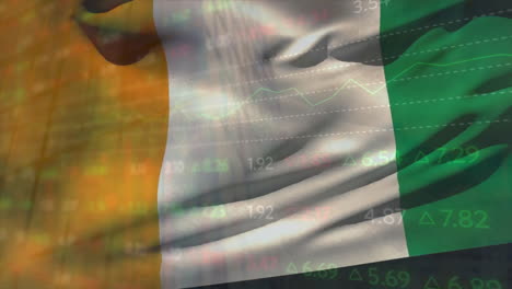 Animation-Der-Verarbeitung-Finanzieller-Daten-über-Der-Flagge-Der-Elfenbeinküste