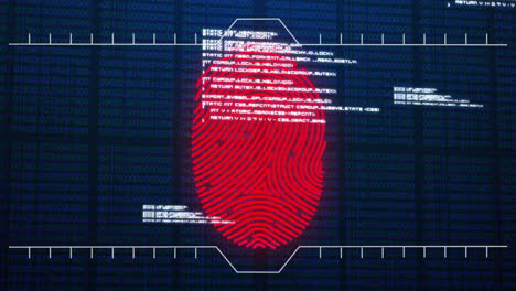 Animation-Der-Datenverarbeitung-über-Biometrischen-Fingerabdruck-Auf-Dunklem-Hintergrund