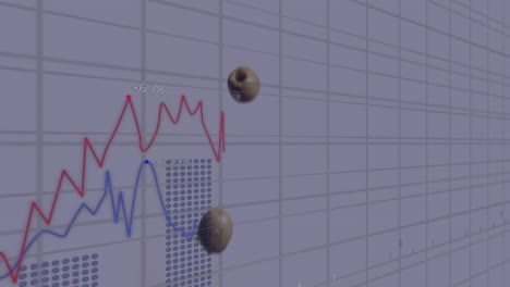 Animation-Der-Verarbeitung-Finanzieller-Daten-über-Perlen,-Die-Auf-Weißen-Hintergrund-Fallen