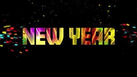 Animation-of-new-year-text-and-confetti-on-black-background