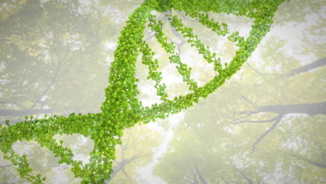 Animation-of-dna-strand-spinning-over-tree-background