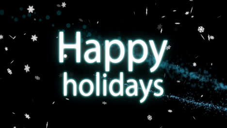 Animation-Von-Happy-Holidays-Text-Und-Lichtspuren-Auf-Schwarzem-Hintergrund
