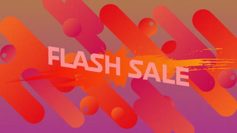 Animation-of-colourful-shapes-and-flash-sale-text-over-purple-background