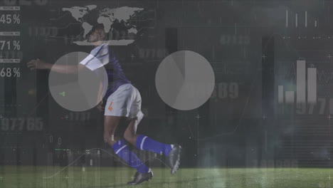 Animation-Der-Verarbeitung-Finanzieller-Daten-über-Einem-Afroamerikanischen-Footballspieler