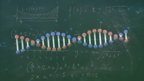 Animation-Des-DNA-Strangs-Und-Der-Datenverarbeitung-Auf-Dunklem-Hintergrund